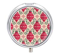 Pastillero de Navidad con diseño de hojas, 2 compartimentos, portátil, pastillero de viaje