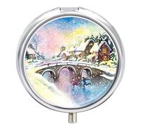 Pastillero de Navidad con diseño de pueblo de invierno con 2 compartimentos
