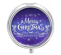 Pastillero de Navidad, copos de nieve, fondo de galaxia, lindo pastillero diario, organizador de pastillas, 2 compartimentos