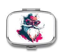 Pastillero de Papá Noel con barba y bigote, pastillero portátil de 2 compartimentos, organizador de pastillas de viaje para bolso de bolsillo