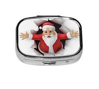 Pastillero de Papá Noel, organizador de píldoras de metal, pastillero portátil para bolsillo o bolso, organizador decorativo de medicamentos, contenedor de vitaminas