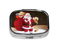 Pastillero de Papá Noel, organizador de píldoras de metal, portátil, para bolsillo o bolso, organizador decorativo de medicamentos, contenedor de vitaminas
