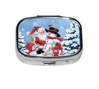 Pastillero de Papá Noel y muñeco de nieve, organizador de píldoras de metal, caja portátil para bolsillo o bolso, organizador decorativo de medicinas, contenedor de vitaminas