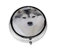 Pastillero de perro de Alaska Husky siberiano personalizado de viaje pastillero redondo pastillero decorativo de Metal medicina vitamina caja organizadora