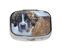 Pastillero de perro San Bernardo con 2 compartimentos, organizador portátil