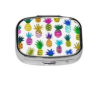 Pastillero de piña arcoíris, organizador de píldoras de metal, caja portátil para bolsillo o bolso, organizador decorativo de medicamentos, contenedor de vitaminas