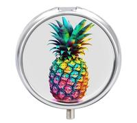 Pastillero de piña de colores, bonito pastillero redondo, portátil, organizador de vitaminas para medicina, bolsillo