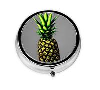 Pastillero de piña de dibujos animados, organizador redondo de 3 compartimentos y pastillero de viaje portátil para viajes.