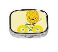 Pastillero de piña, organizador de píldoras de metal, caja portátil para bolsillo o bolso, organizador decorativo de medicamentos, contenedor de vitaminas