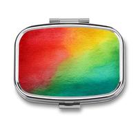 Pastillero de pintura de acuarela de Navidad, rojo, verde, dorado, 2 compartimentos, portátil, organizador de píldoras de viaje para bolso de bolsillo
