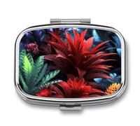 Pastillero de plantas exóticas, bonito pastillero cuadrado, portátil, organizador de vitaminas para medicina, bolsillo