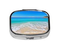 Pastillero de playa y mar, organizador de píldoras de metal, pastillero portátil para bolsillo o bolso, organizador decorativo de medicamentos, contenedor de vitaminas