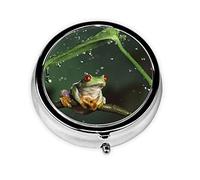 Pastillero de rana y lluvia, pastillero de viaje personalizado, pastillero redondo, pastillero decorativo de Metal, caja organizadora de vitaminas