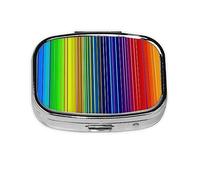 Pastillero de rayas arco iris, organizador de píldoras de metal, pastillero portátil para bolsillo o bolso, organizador decorativo de medicamentos, contenedor de vitaminas
