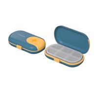 Pastillero de rejilla 4/6 - Dispensador organizador de vitaminas medicinales portátil de 10x6x2,5 cm | de medicina diaria viaje a casa viaje al aire libre, transparente apretado robusto seguro AB