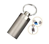 Pastillero de titanio con mini llavero para pastillas, contenedor de emergencia para viajes al aire libre, impermeable, peso ligero (1)