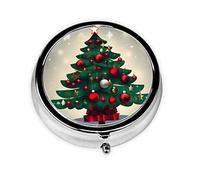 Pastillero de Treeround para regalo de Navidad, organizador redondo de 3 compartimentos, pastillero portátil de viaje para viajes.