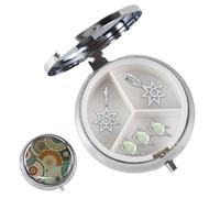 Pastillero de viaje, 3 compartimentos para uso diario, recipiente para aceite de melocotón, ideal para hotel, coche, gimnasio, aventuras al aire libre