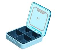 Pastillero de viaje, 7,5 x 7,5 x 1,8 cm, organizador de pastillas de viaje con compartimento, estuche de transporte de pastillas, pequeño organizador de medicamentos de sellado, estuche portátil de