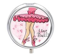 Pastillero De Viaje Ballet Amor Elegante Pastillero 3 Rejillas Con Espejo Distribuidor De Metal Redondo Portátil Caja De Almacenamiento Regalo Único
