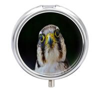 Pastillero De Viaje Búho Lindo Pastillero 3 Rejillas Con Espejo Distribuidor De Metal Redondo Portátil Caja De Almacenamiento Regalo Único