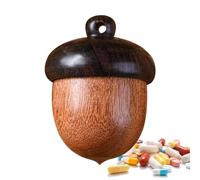 Pastillero de viaje - Caja de madera con forma de piñón | Organizador compacto para pastillas, bonito y práctico, accesorio para bolso o llavero, ideal