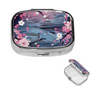 Pastillero de viaje con 2 compartimentos, pequeño pastillero para bolso y bolsillo, organizador portátil de medicamentos, estilo japonés, bonito contenedor redondo para vitaminas, medicamentos, aceite