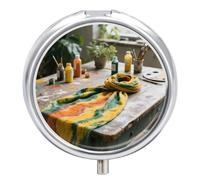 Pastillero de viaje con 3 compartimentos, con espejo, impermeable, organizador de pastillas medicinales, 3 veces al día, contenedor portátil para bolso y bolsillo, redondo, plateado
