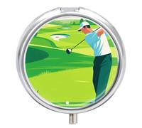 Pastillero de viaje con 3 compartimentos para campo de golf, con espejo, impermeable, organizador de pastillas medicinales, 3 veces al día, contenedor portátil para bolso y bolsillo, redondo, plateado