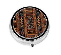 Pastillero de viaje con 3 compartimentos, pequeño pastillero para bolso y bolsillo, organizador de medicamentos portátil, diseño tradicional africano, bonito recipiente redondo para vitaminas