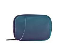 Pastillero de viaje con degradado azul para 7 días, semanal, portátil, organizador de pastillas compacto de viaje