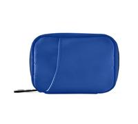 Pastillero de viaje con organizador de píldoras azul polvo oscuro, pastillero portátil semanal para 7 días, kit de medicamentos de viaje con cremallera