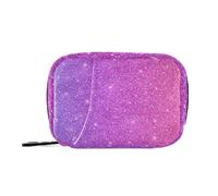 Pastillero de viaje con purpurina, color morado y rosa, pastillero pequeño con cremallera, contenedor semanal para píldoras con vitamina y aceite de pescado