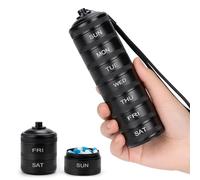 Pastillero de viaje de metal semanal - Pastillero de aleación de aluminio impermeable para 7 días, compartimentos grandes para vitaminas, medicamentos, suplementos y aceite de pescado, pastillero