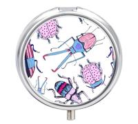 Pastillero De Viaje Ladybug Lo Consiguió Pastillero 3 Rejillas Con Espejo Distribuidor De Metal Redondo Portátil Caja De Almacenamiento Regalo Único