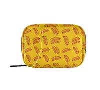 Pastillero de viaje lindo perro caliente amarillo 7 días pastillero portátil semanal compacto pastillero organizador con cremallera
