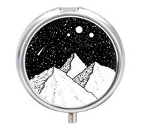 Pastillero De Viaje Luna De Iceberg Pastillero 3 Rejillas Con Espejo Distribuidor De Metal Redondo Portátil Caja De Almacenamiento Regalo Único