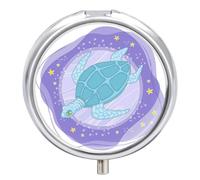 Pastillero De Viaje Luna Estrella Pastillero 3 Rejillas Con Espejo Distribuidor De Metal Redondo Portátil Caja De Almacenamiento Regalo Único