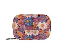 Pastillero de viaje organizador de pastillas, retro, floral, colorido, margaritas, 7 días, portátil, semanal, con cremallera