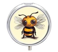 Pastillero de viaje pequeño organizador de pastilleros, bonito estampado de animales, redondo, lindo pastillero de metal, 3 compartimentos, portátil, diario, para bolso y bolsillo