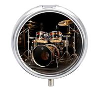 Pastillero de viaje pequeño organizador de pastilleros, caja de pastillas de metal con impresión redonda, bonita caja de píldoras de metal, 3 compartimentos, portátil, para tableta diaria para bolso y