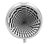 Pastillero de viaje pequeño organizador de pastilleros, impresión de ilusión visual, redondo, lindo pastillero de metal, 3 compartimentos, portátil, para tableta diaria para bolso y bolsillo