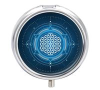 Pastillero De Viaje Universo De La Estrella Azul Pastillero 3 Rejillas Con Espejo Distribuidor De Metal Redondo Portátil Caja De Almacenamiento Regalo Único