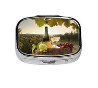 Pastillero de vino tinto, organizador de píldoras de metal, caja portátil para bolsillo o bolso, organizador decorativo de medicamentos, contenedor de vitaminas