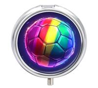 Pastillero deportivo colorido de fútbol, 3 compartimentos, pequeño, portátil, organizador de píldoras para bolsillo