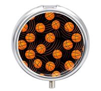 Pastillero deportivo con patrón de baloncesto con 3 compartimentos, pequeño y portátil, organizador de pastillas para bolso de bolsillo