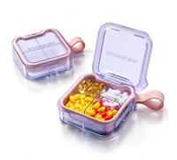 Pastillero Diario Con 4 Compartimentos Pastillero Caja Mini Pastillero de Viaje Portátil Para Viajes y Uso Diario