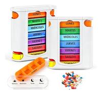 Pastillero Diario Grande 7 Dias, 2 Piezas Pastillero Semanal 4 Tomas, Caixa Medicamentos Semanal, Organizador de Medicamentos, Ideal para Llevar Fármacos, Suplementos Alimenticios y Vitaminas (Español