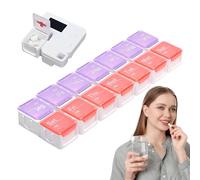 Pastillero digital - Recordatorio electrónico de pastillas, 14 compartimentos, portátil, semanal, para aceite de pescado, suplementos, medicamentos, gestión inteligente de medicamentos y de
