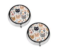 Pastillero divertido con estampado de pájaros y flores con 3 compartimentos, portátil para bolsillo o bolso, organizador de píldoras decorativo de metal, organizador de vitaminas, regalo único